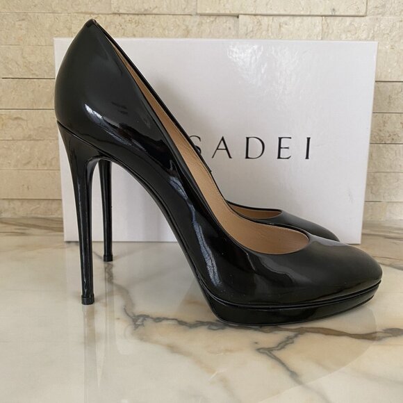 Casadei Shoes - Casadei Black Patent Leather Platform Pumps High Heel Stilettos